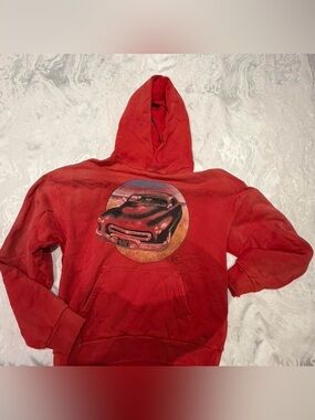 Re/Done Red Distressed Hoodie